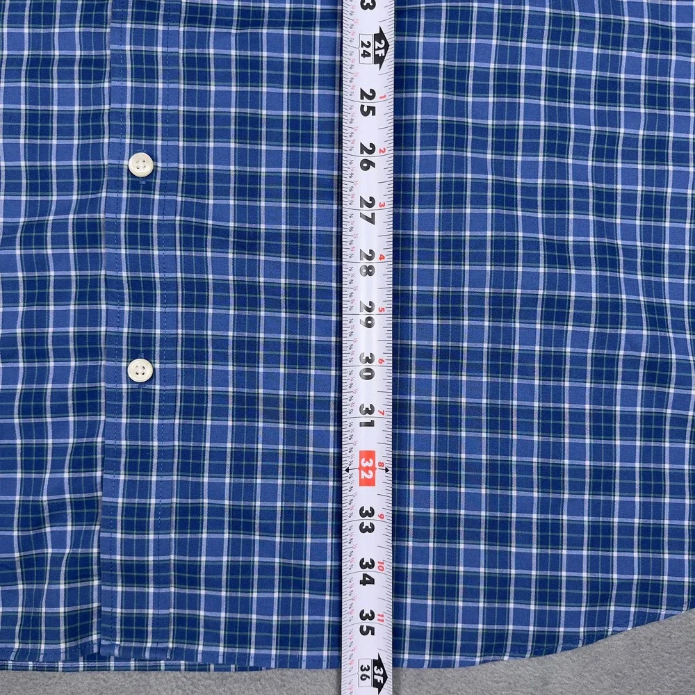 LL Bean Mens XXL Tall Blue Plaid Short Sleeve Button Down Shirt Traditional Fit